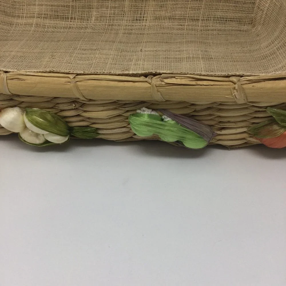 Vintage Straw Tray Decorative Fruit Baskets Set of 2 1960'S